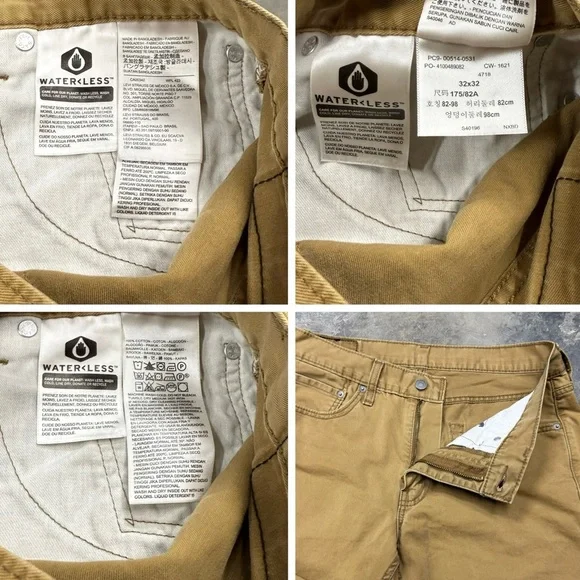 Levi’s 514 Straight Fit Khaki Jeans Men’s 32x32 - Picture 9 of 9